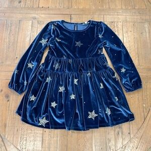 Joules blue velour metallic star dress